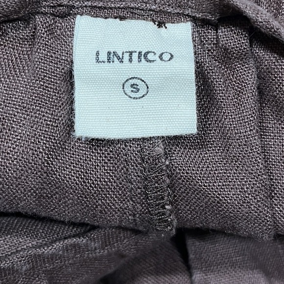 Lintico 100% LInen Wide Leg Trousers Womens S (26x27) Brown Button Front Pleats - Picture 5 of 7